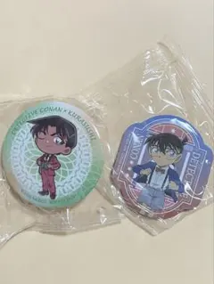 名探偵コナンくら寿司　缶バッジ&マグネット　セット　服部平次江戸川コナン萩原千速