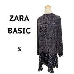 ZARA BASIC ザラ ドット 水玉 ワンピース フリル シフォンワンピース