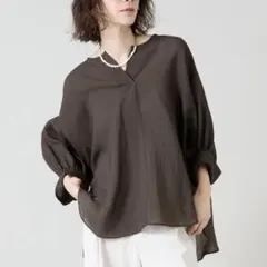 美品✨ エブール バルーンスリーブ スキッパー ブラウス オーバー 