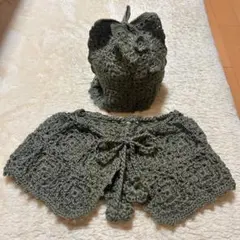 【ハンドメイド】帽子＆ケープ　モチーフ編み