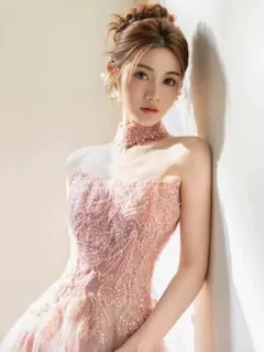 チューブトップドレス✨パーティー　カラードレス　ウェディングドレス　前撮り