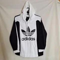 にんにん様専用　adidasアディダス　メンズフード付きトレーナー　L　白×黒