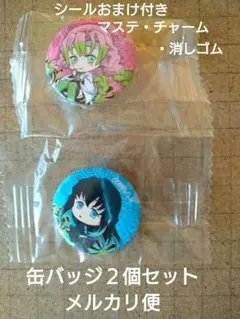 鬼滅の刃　甘露寺蜜璃　＆　時透無一郎　缶バッジ　２個セット
