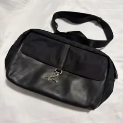 agnes b. アニエスベー ショルダーバッグ 牛革 ナイロン 黒