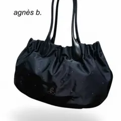 美品 agnes b ナイロン トートバッグ 肩掛け 軽量 A4可 黒 通勤