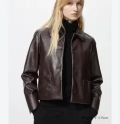 ユニクロ　コーティングショートジャケット　ダークブラウン　M