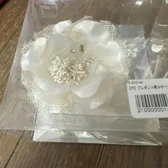 【ケース付】フェザー コサージュ 白 羽根 ビジュー パール 花