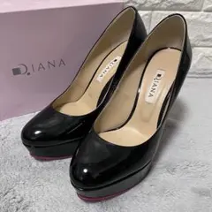 人気✨DIANA ダイアナ エナメル 厚底 パンプス 23cm 黒 ハイヒール