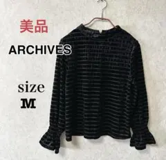 【美品】ARCHIVES シースルー ベロア ブラック カットソー★M