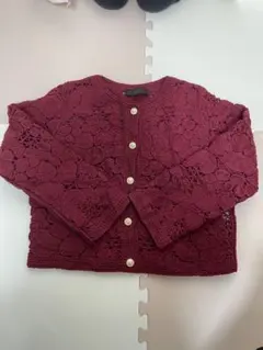 ZARA バーガンディ レース編み カーディガン