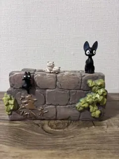 【訳あり】ジブリ 魔女の宅急便 ジジ 仔猫 プランター 陶器 レンガ調
