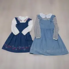 4点セット★エニィファム　ストロベリー刺繍　ジャンパースカート＆カットソー