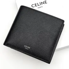 極美品✨セリーヌ バイフォールドウォレット ロゴ 二つ折り財布 レザー ブラックのサムネイル