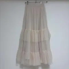 チュールティアードロングスカート