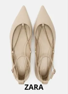 ZARA レザーチェーンフラットシューズ新品未使用