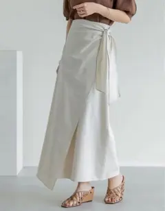 美品 ★ Re：EDIT/リエディ ★ コットンリネンラップ風スカート