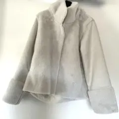 フリースジャケット ホワイトグレーリバーシブル