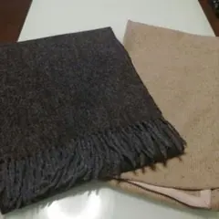 マフラー2セットまとめ売り　ブラウングレーとベージュの2枚セット