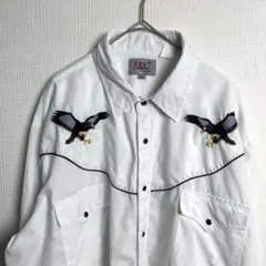 994 迫力イーグル刺繍スナップ ELY DIAMOND USAウエスタン XL