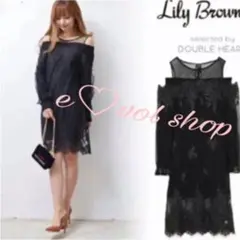 Lily Brown レースレイヤードニットワンピ