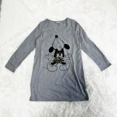 【美品】ディズニー　ミッキー 長袖Tシャツ グレー　マタニティ　授乳対応　ロンTのサムネイル