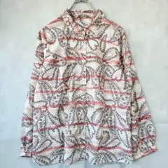 美品☆アデンダ ペイズリー柄シャツ L 長袖シャツブラウス 総柄　ボーダー