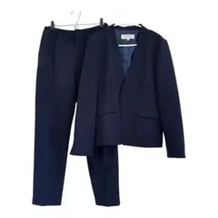 【洗える】　ロペピクニック　パンツスーツストレッチ　ノーカラー　M