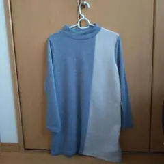 PREZZO グレー/ベージュ ハイネックチュニック