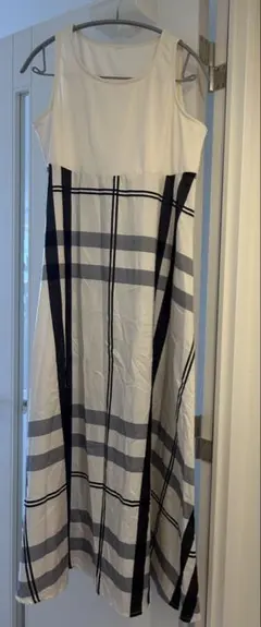 ノースリーブ ロングワンピース チェック柄