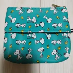 スヌーピー 薄型ポーチ　ティッシュ入れ　グリーン