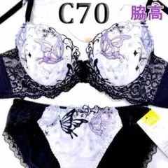 ●36[C70＆M]pan cute脇高ブラショーツ ネイビー&ホワイト蝶々柄