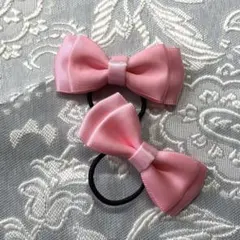 ピンクリボンヘアゴム2個セット