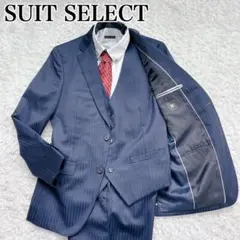 スーツセレクト 3ピース スーツ セットアップ ネイビー ストライプ A6 L