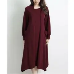 【新品】マーサ MARTHA 重ね着風　長袖ロングワンピース