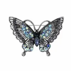ブローチ　蝶々B　ブルー　青　ジルコニア　シルバーカラー　バタフライ　ピン
