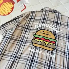 グラニフ ハンバーガープリント チェック柄 Tシャツ メンズM レディースL相当のサムネイル