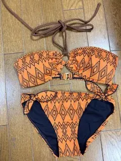 オレンジ ダイヤモンドパターン ビキニ