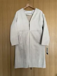 ベージュ スエード風 ロングコート　セレモニー　ダンボールスエード