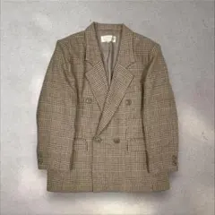 テーラードジャケット チェック 千鳥柄 オーバーサイズ レトロ 古着