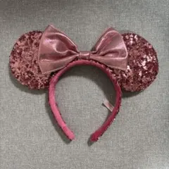 【ディズニー】　ミニーマウス耳カチューシャ ピンク スパンコール