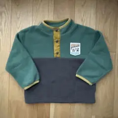 ミッキー ディズニー ボタン付き フリース トレーナー 100 緑/グレー