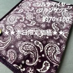 ★本日限定価格★ ペイズリー柄　シルクマイヤー　ふわふわ　ブランケット　パープル