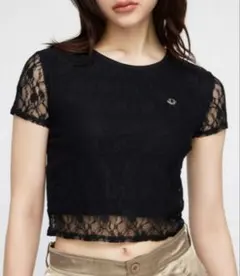 LAGUA GEM レース 半袖Tシャツ 黒のサムネイル