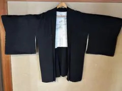 【お値下げOK】新品未使用品　正絹　黒い羽織 内側白花模様