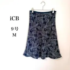 iCB アイシービー◇ペイズリー柄 フレアスカート ネイビー M オフィカジのサムネイル