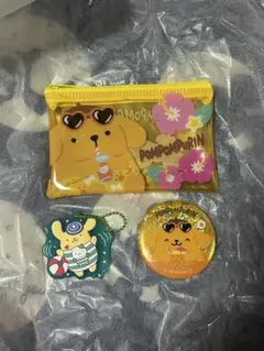 ポムポムプリン ポーチ 缶バッジ キーホルダー 3点セット