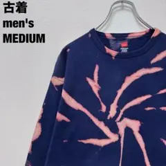 Hanes ヘインズ スウェット タイダイ ブリーチ ネイビー 一点物 M 古着