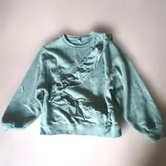 ZARA グリーン フリルデザイン トレーナー 164cm 160