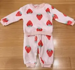 美品　苺柄のピンクのフワフワあったかパジャマ90㎝
