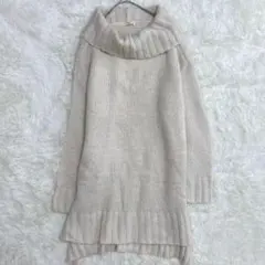 ショコラフィネローブ ニットワンピ オフタートル アイボリー F ゆったり　長袖